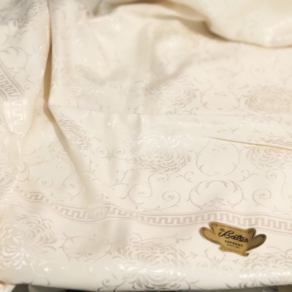 Damask Tablecloth Bates Rayon Supreme Ivory 66 x 84 Rectangle New Old Stock - Picture 12 of 12